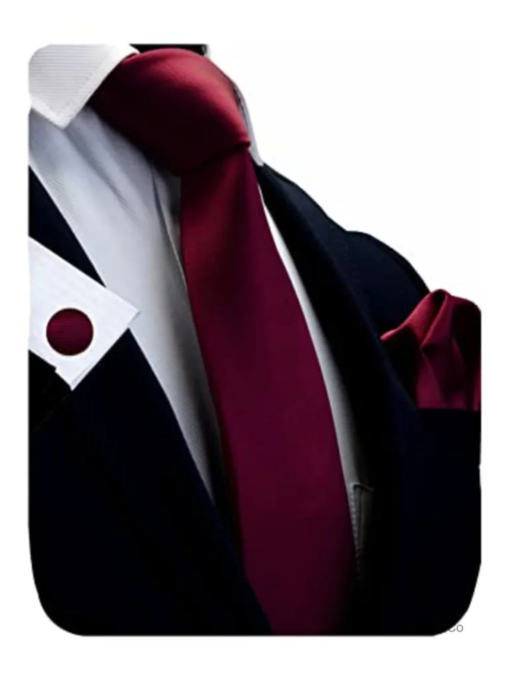 Silk Blend Necktie Pocket Square Cufflinks Set for Men Gift Box